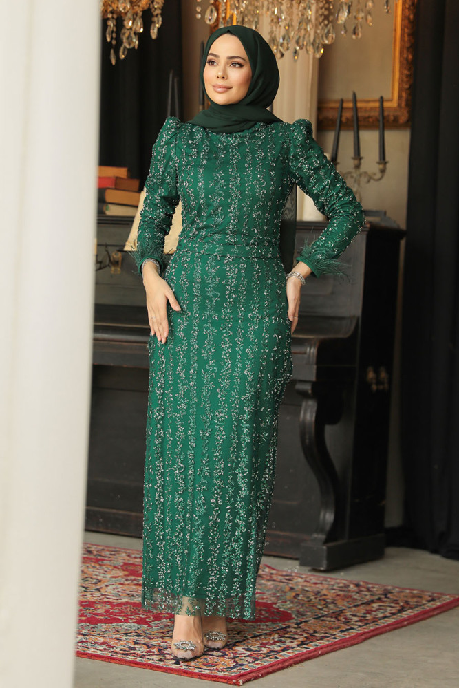 Green Modest Prom Dress 52052Y - 1