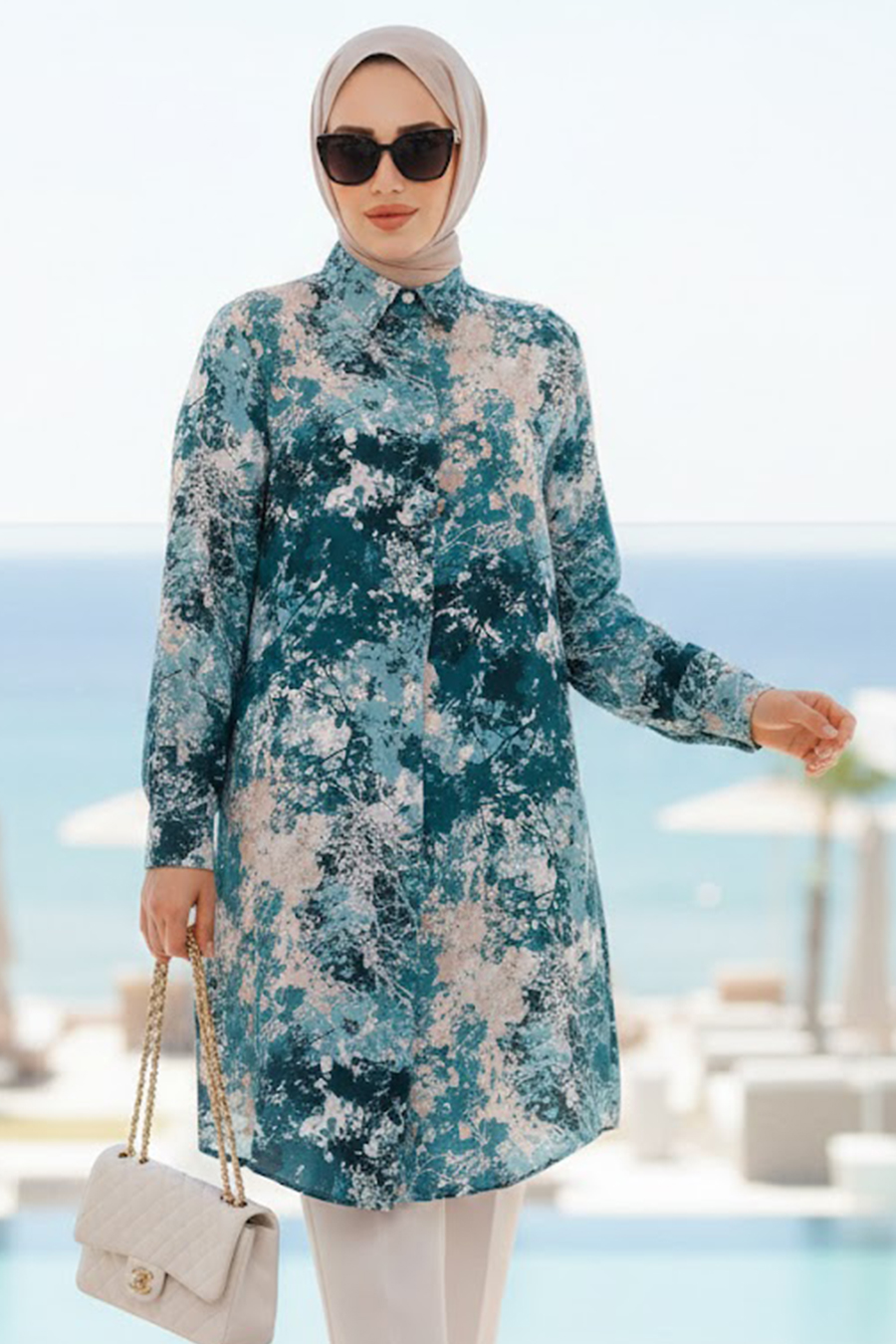 Green Modest Tunic 11707Y - Neva-style.com
