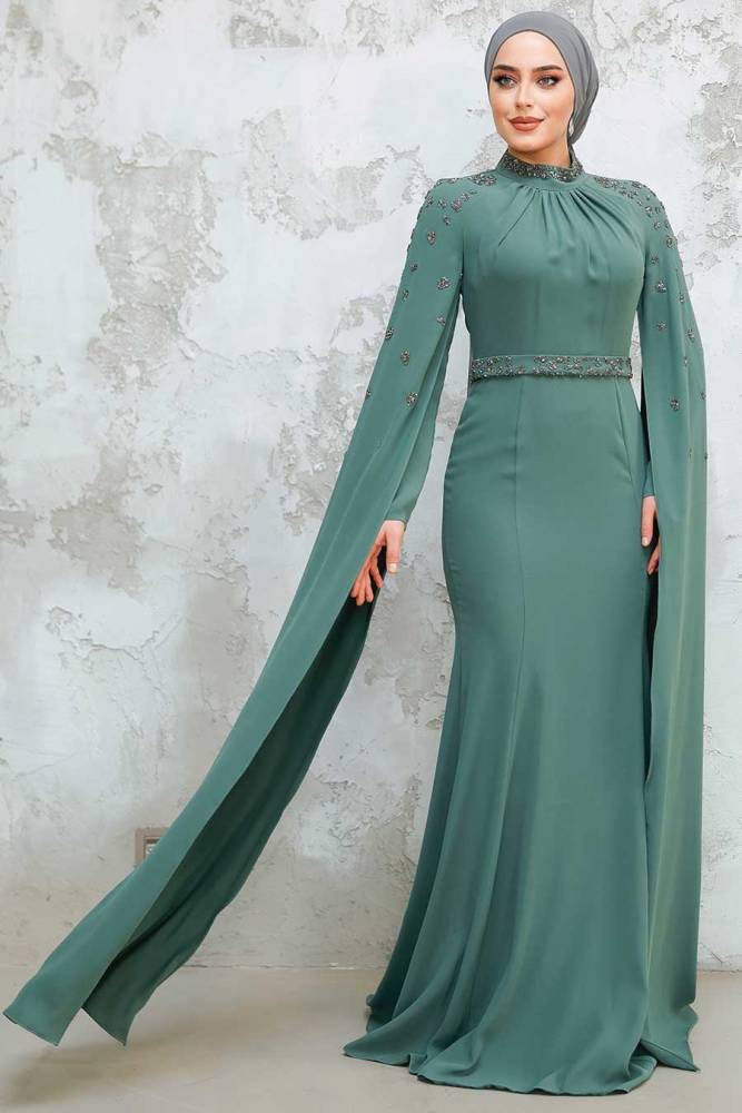 Green Modest Wedding Dress 4863Y - 1