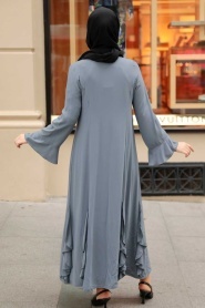 Grey Hijab Abaya 1535GR - Thumbnail