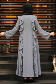 Grey Hijab Abaya 15402GR - Thumbnail