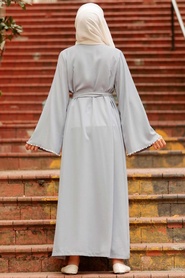Grey Hijab Abaya 41021GR - Thumbnail
