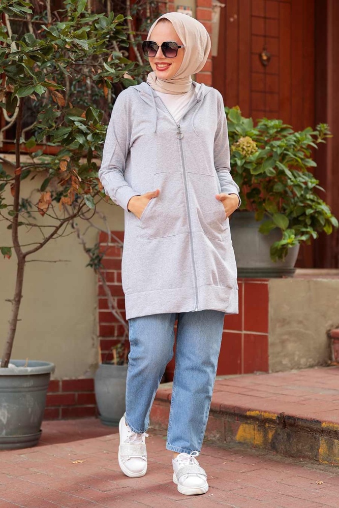 Grey Hijab Cardigan 115GR - 1