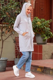 Grey Hijab Cardigan 115GR - Thumbnail