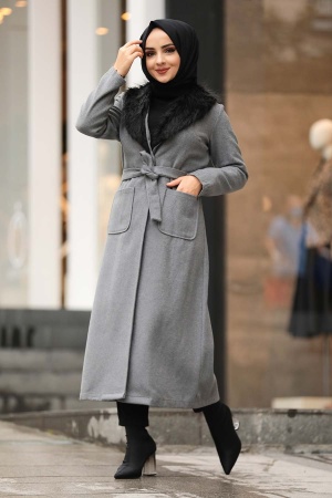 Grey Hijab Coat 5590GR - 1