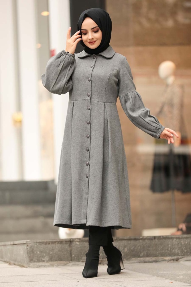 Grey Hijab Coat 5592GR - 1
