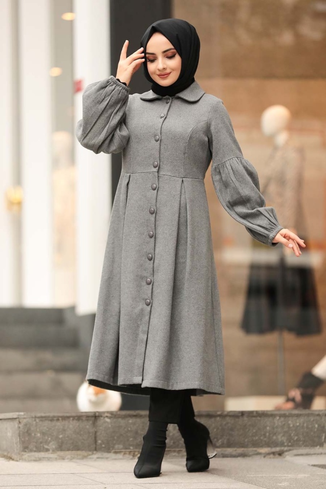 Grey Hijab Coat 5592GR - 2