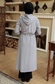 Grey Hijab Coat 5721GR - Thumbnail