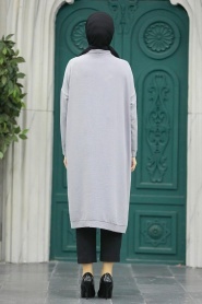 Grey Hijab Coat 57290GR - Thumbnail