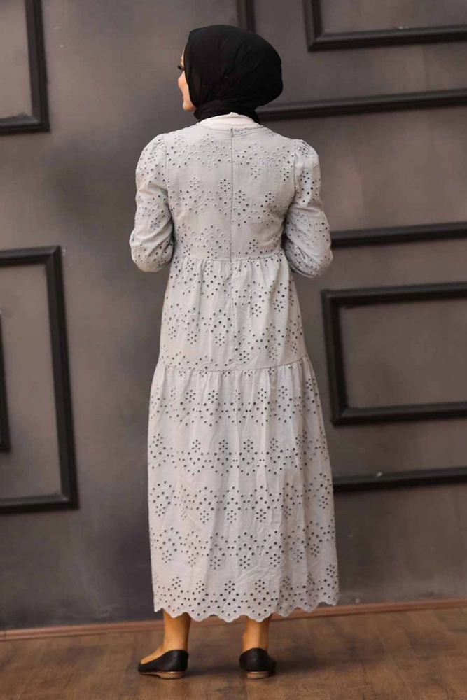 Grey Hijab Dress 1073GR - 4