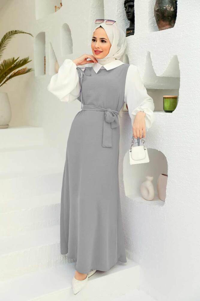 Grey Hijab Dress 1317GR - 1