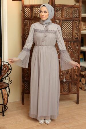 Grey Hijab Dress 1321GR - 1