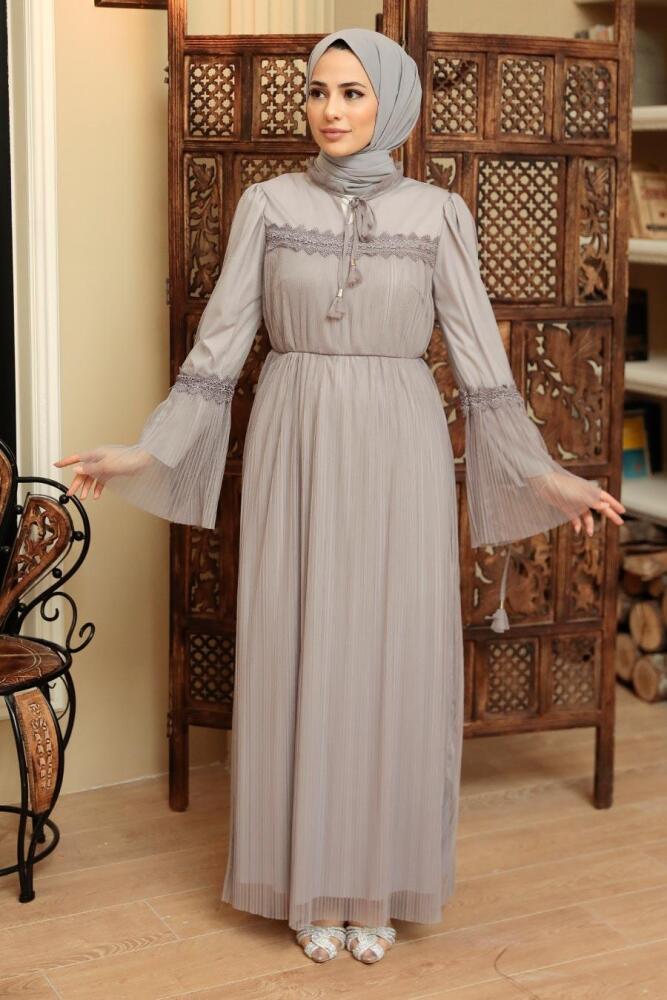Grey Hijab Dress 1321GR - 1