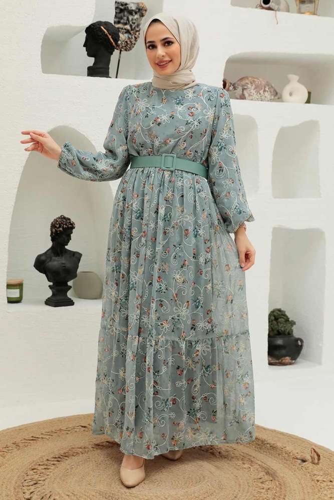 Grey Hijab Dress 2315GR - 1