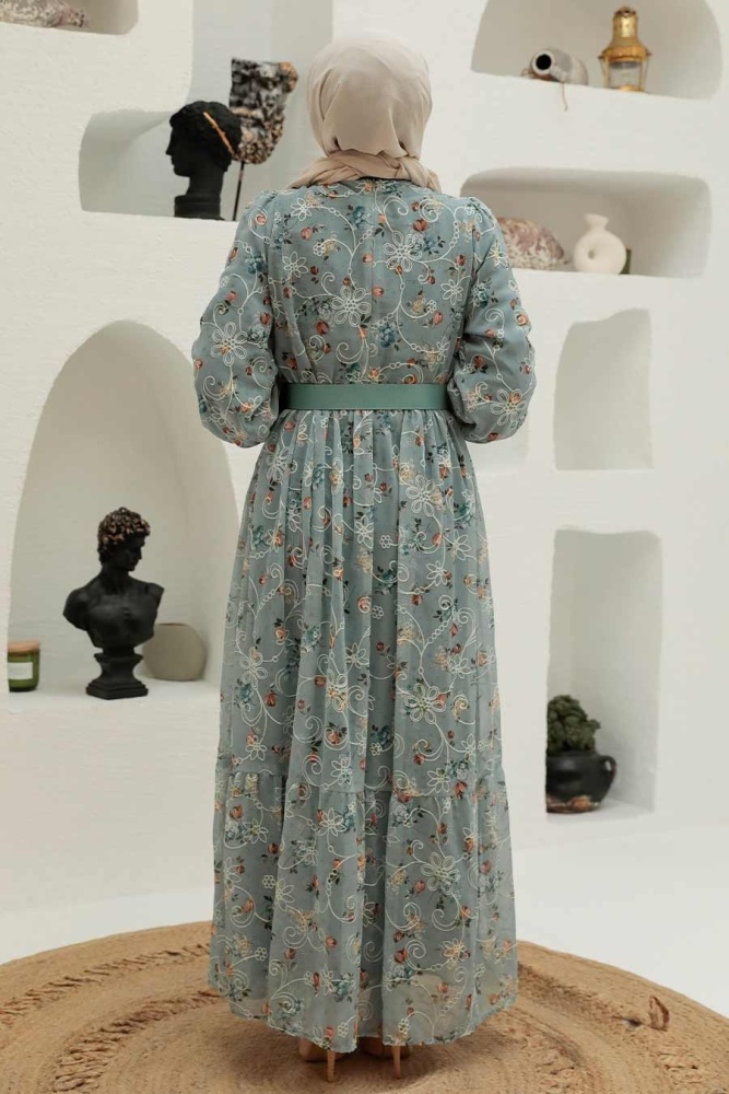 Grey Hijab Dress 2315GR - 4