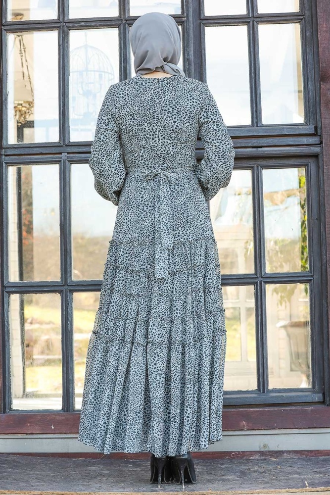 Grey Hijab Dress 27002GR - 2
