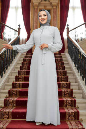 Grey Hijab Dress 2703GR 