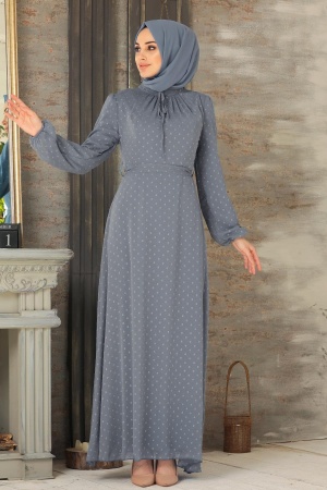 Grey Hijab Dress 2734GR - 1