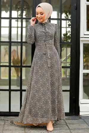 Grey Hijab Dress 27904GR - 1