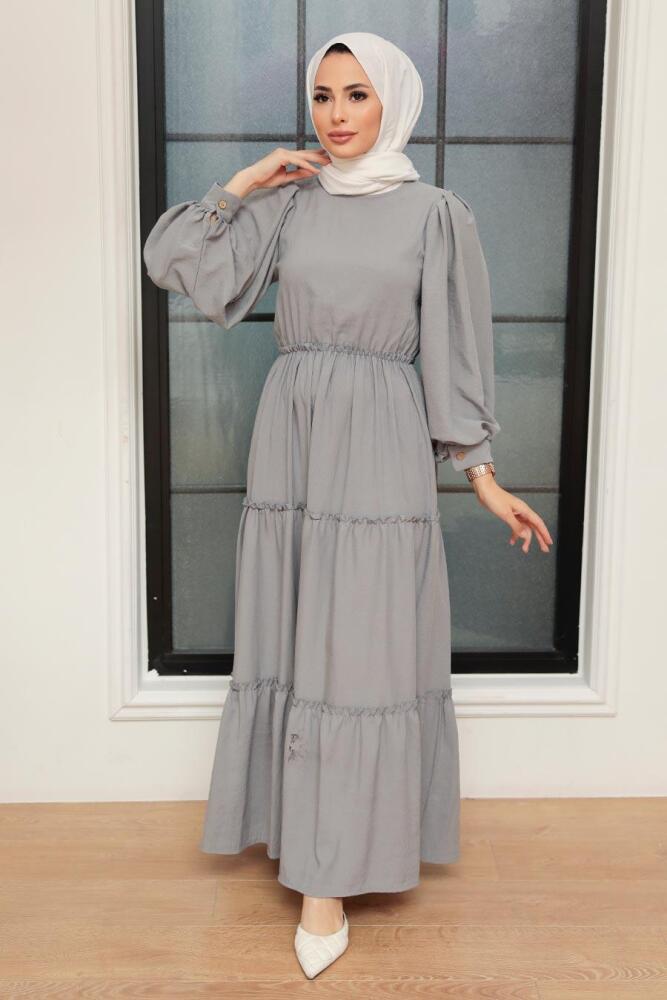Grey Hijab Dress 30301GR - 2