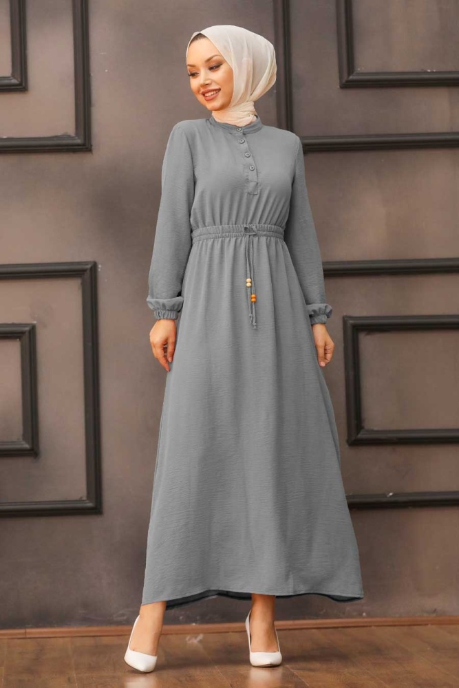 Grey Hijab Dress 3730GR - 1