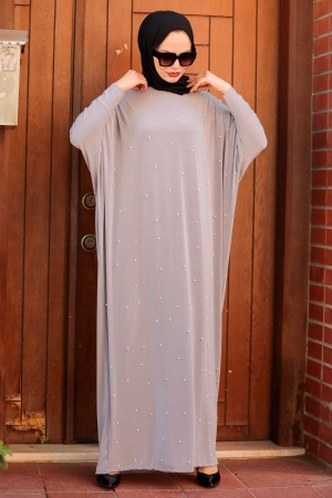 Grey Hijab Dress 4995GR - 3