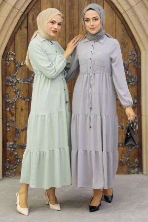 Grey Hijab Dress 5720GR - 3