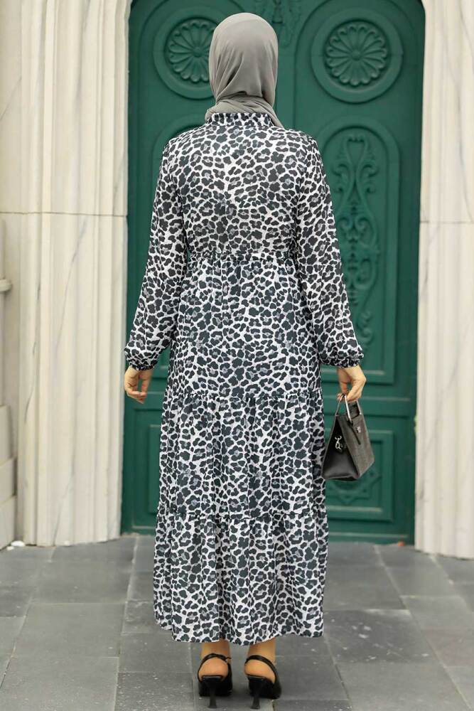 Grey Hijab Dress 5730GR - 5