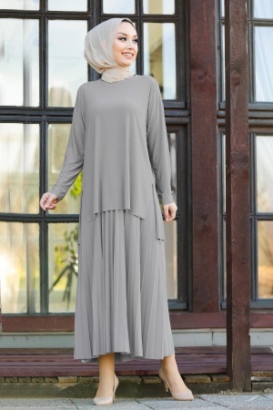 Grey Hijab Dual Suit Dress 41241GR - 1