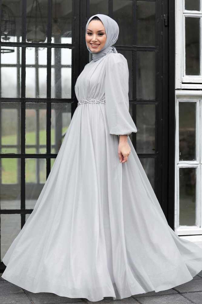 Neva Style - Stylish Grey Muslim Evening Gown 21680GR - 2