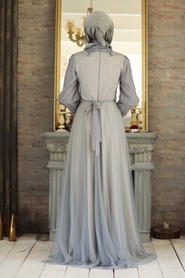 Neva Style - Modern Grey Islamic Clothing Prom Dress 21780GR - Thumbnail