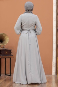 Neva Style - Modern Grey Islamic Clothing Wedding Dress 5339GR - Thumbnail