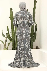 Neva Style - Elegant Grey Modest Evening Dress 951GR - Thumbnail
