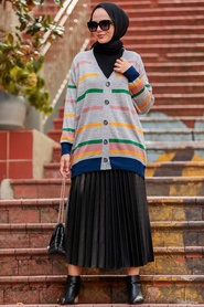 Grey Hijab Knitwear Cardigan 2482GR - Thumbnail