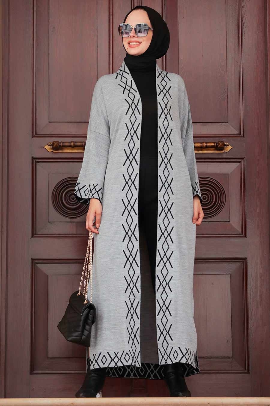 Grey Hijab Knitwear Cardigan 3063GR