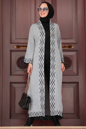 Grey Hijab Knitwear Cardigan 3063GR - 1