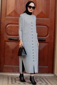 Grey Hijab Knitwear Vest 3324GR - Thumbnail