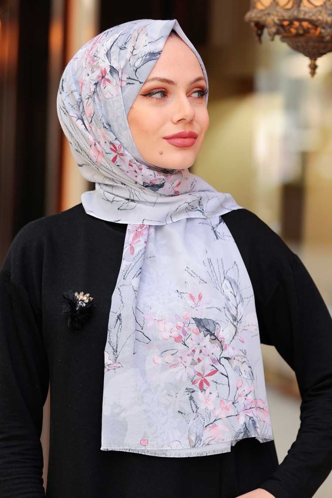 Grey Hijab Shawl 52051GR - 1