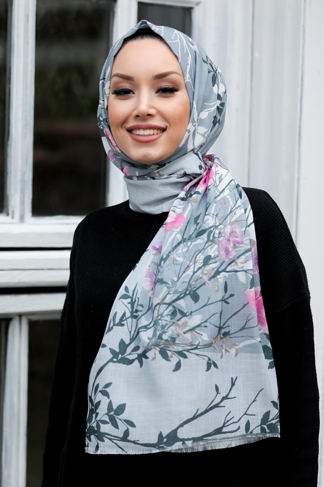 Grey Hijab Shawl 7565GR - 1