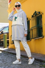 Grey Hijab Tunic 30269GR - Thumbnail