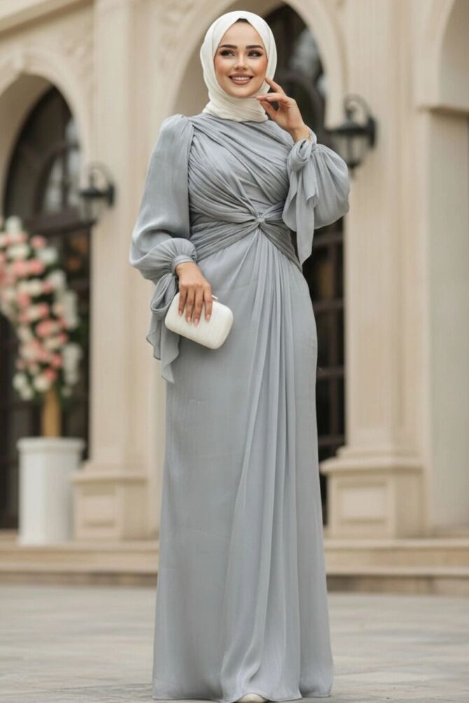 Grey Modest Gown 47261GR - 1