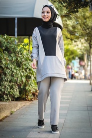 Gri Hijab Suit 13023GR - Thumbnail