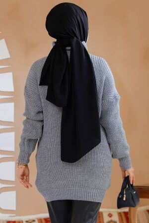 Gri Tesettür Kazak Tunik 40674GR - 5