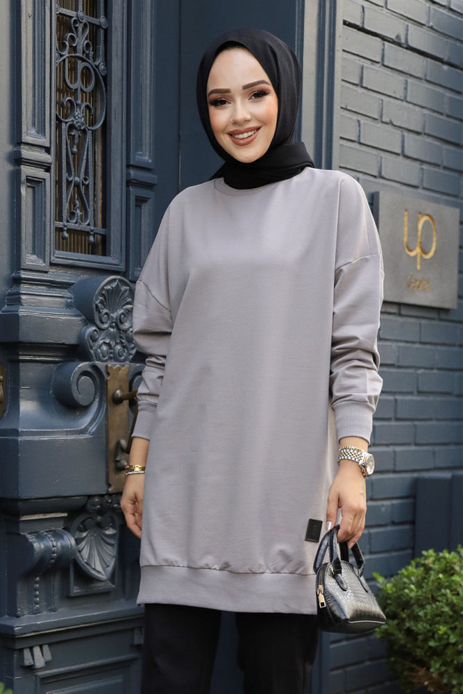 Gri Tesettür Tunik 30644GR - 1