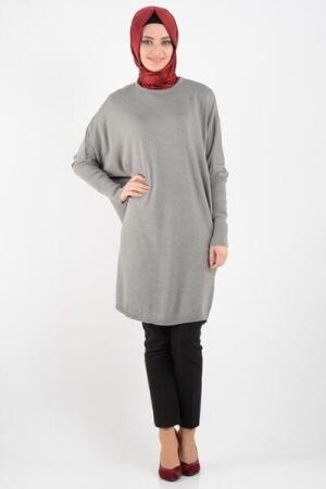 Gri Triko Tesettür Tunik 3132GR - 1