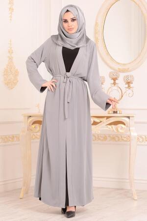 Gris- Nayla Collection - Abaya Turque Hijab 9414GR - 1