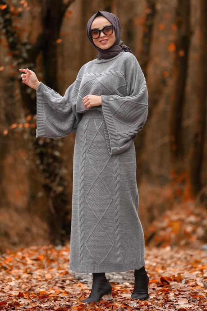 Gris - Nayla Collection - Combination Hijab 2110GR - 1