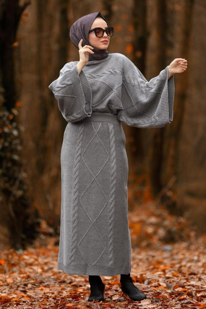 Gris - Nayla Collection - Combination Hijab 2110GR - 2