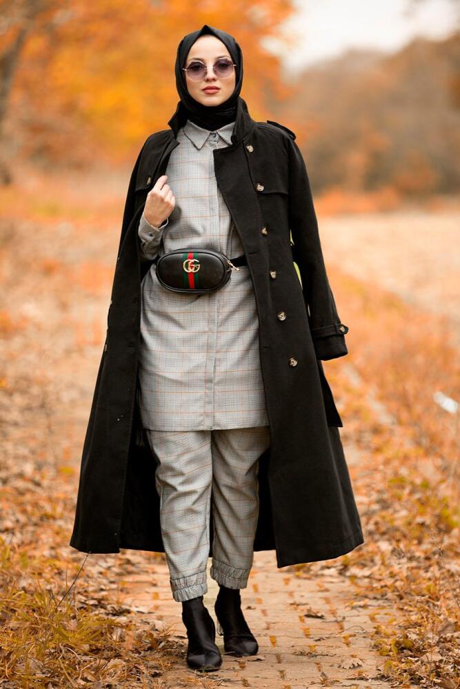Gris - Nayla Collection - Combination Hijab Hijab 89450GR - 2