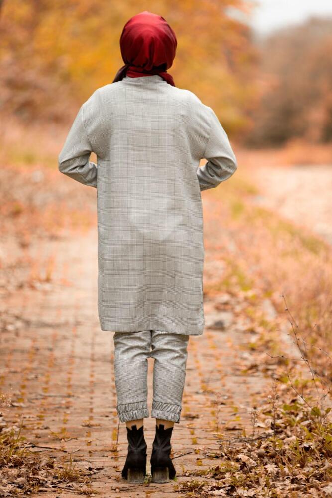 Gris - Nayla Collection - Combination Hijab Hijab 8945GR - 2
